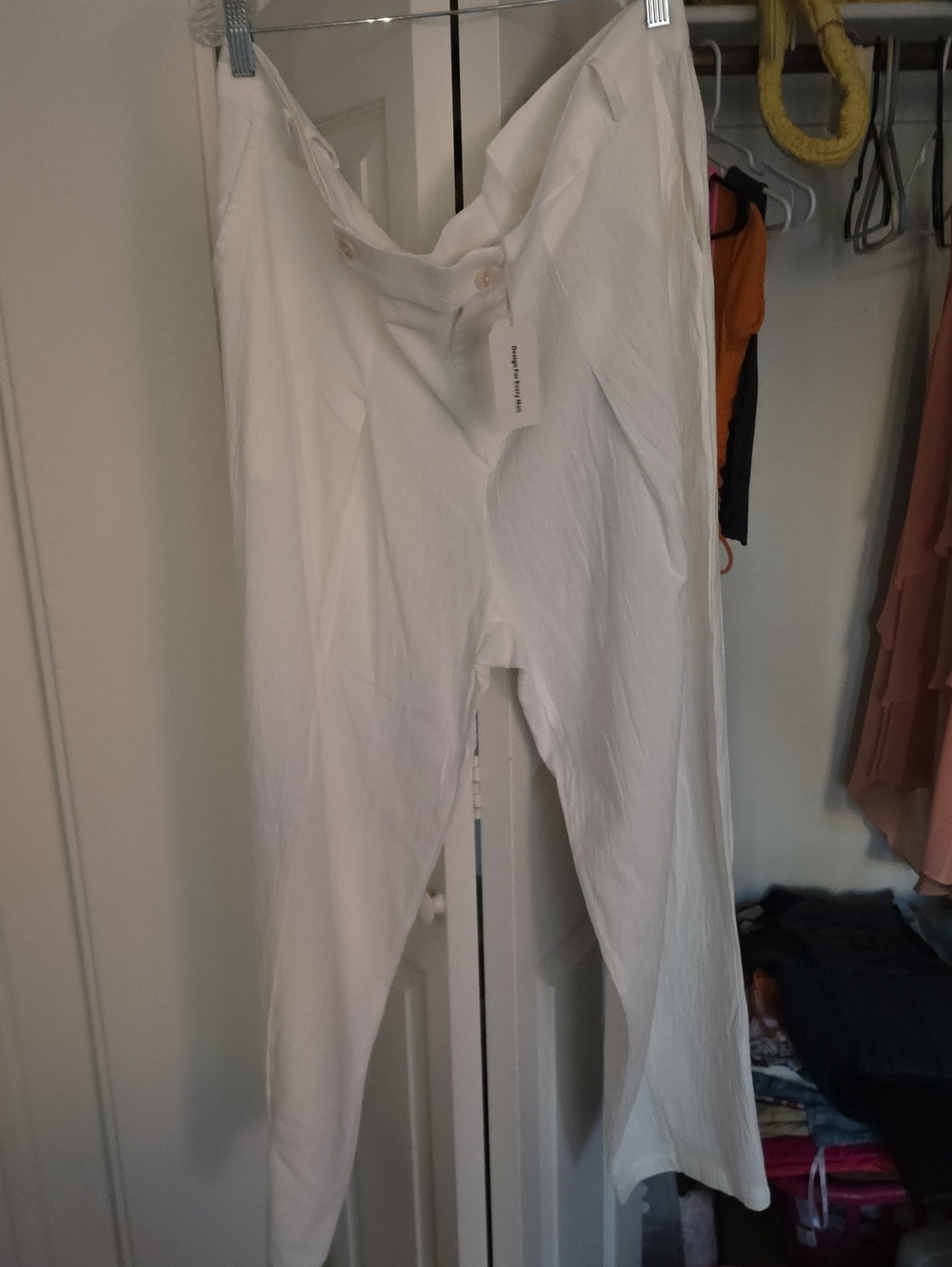 White Men's Casual Wide-Leg Pants